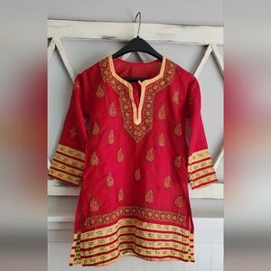 Cotton Chikankari Kurti For Girls Red Gold Green Embroidered Floral Gorgeous